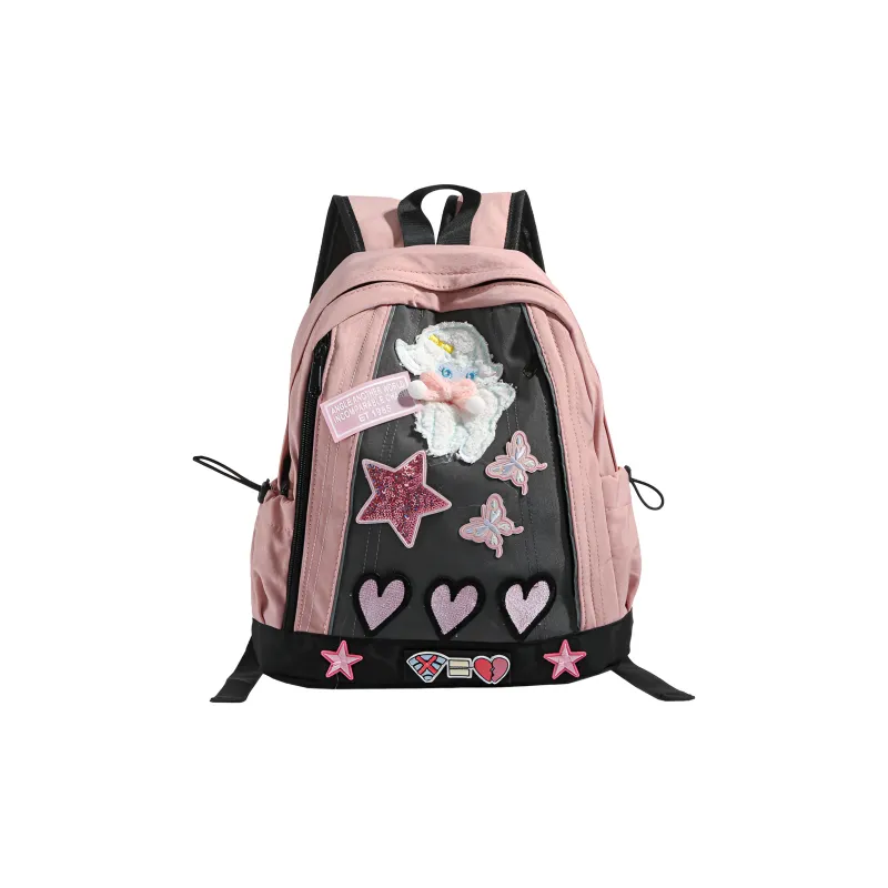 MINLUBAOLUO Canvas Backpack Regular Women's Pink-0