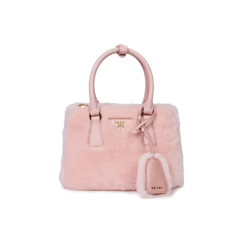 PRADA Wool Patchwork With Leather And Calfskin Handbag Women's Orchid