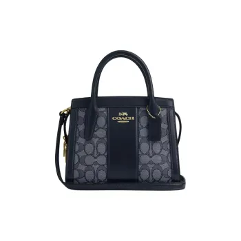 COACH ANDREA Jacquard With Calfskin Shoulder Bag Crossbody Bag Handbag Small Size Women's Midnight Navy