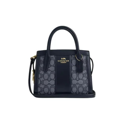 COACH ANDREA Jacquard With Calfskin Shoulder Bag Crossbody Bag Handbag Small Size Women's Midnight Navy