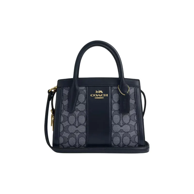 COACH ANDREA Jacquard With Calfskin Shoulder Bag Crossbody Bag Handbag Small Size Women's Midnight Navy-0