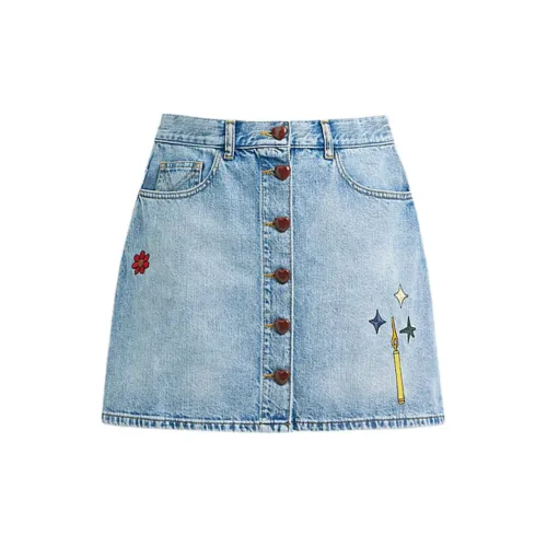 COACH Denim Short Skirts Women's Light Blue