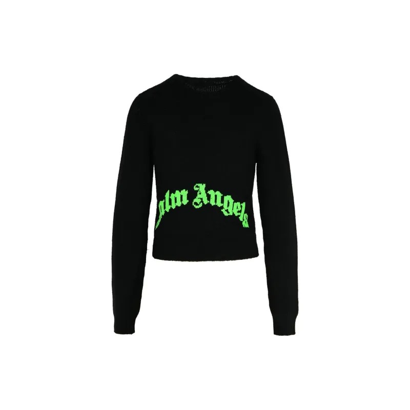 PALM ANGELS Logo Intarsia Knitted Jumper-1