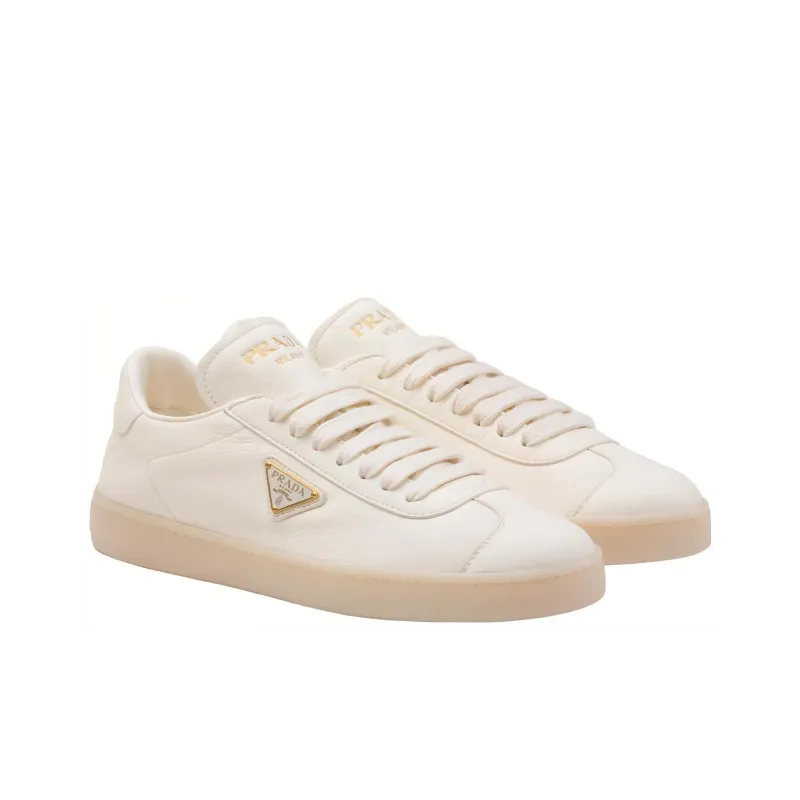 PRADA Triangle-logo Leather Sneakers-1