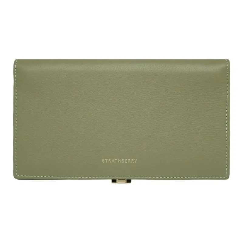 Strathberry Calfskin Wallet Large Size Women's Green-2