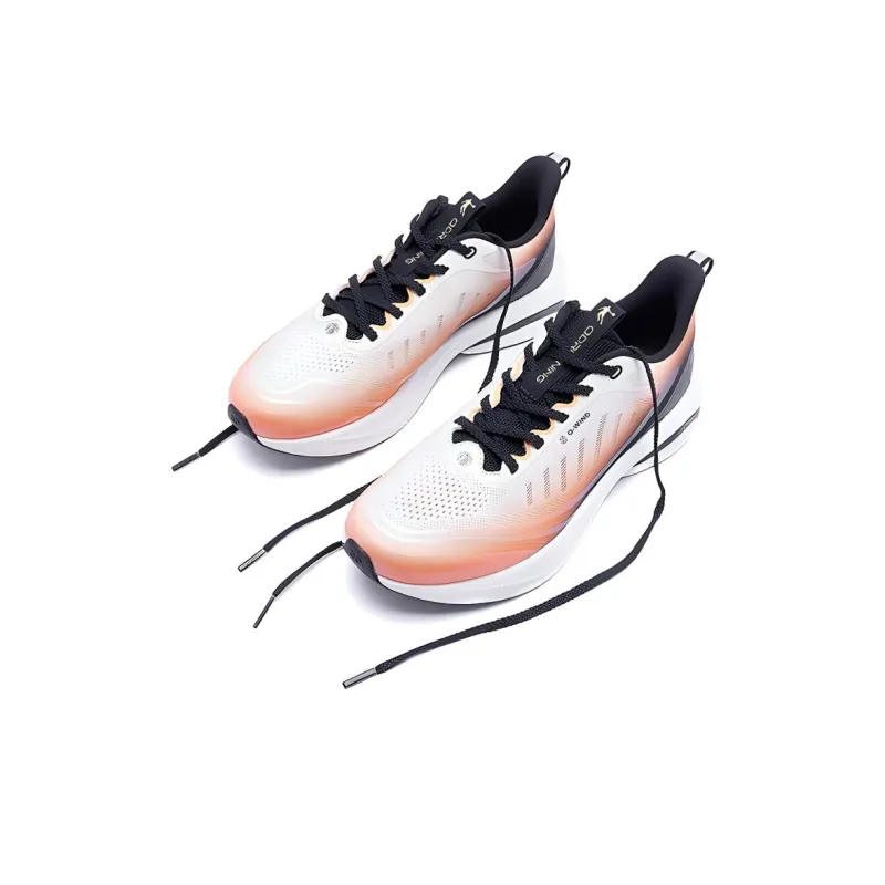 QIAODAN Cushioning Wear Resistant Low Top Casual Running Shoes Men's White Orange Black-2