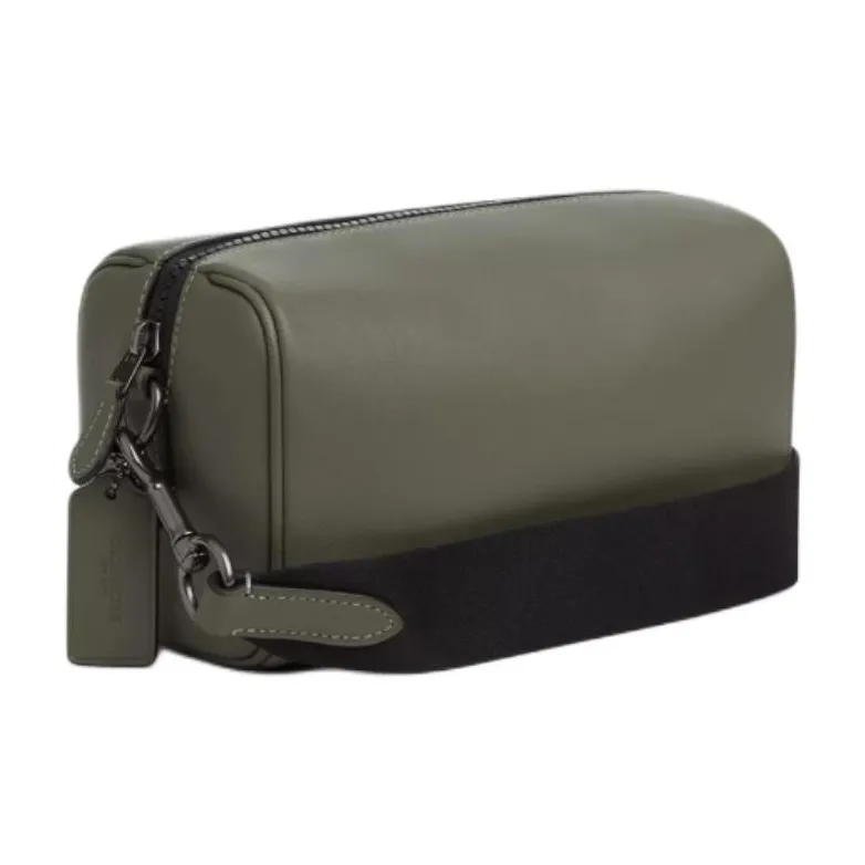 COACH Smooth Calf Leather Shoulder Bag Crossbody Bag Small Size Men's Gunmetal & Military Green-1