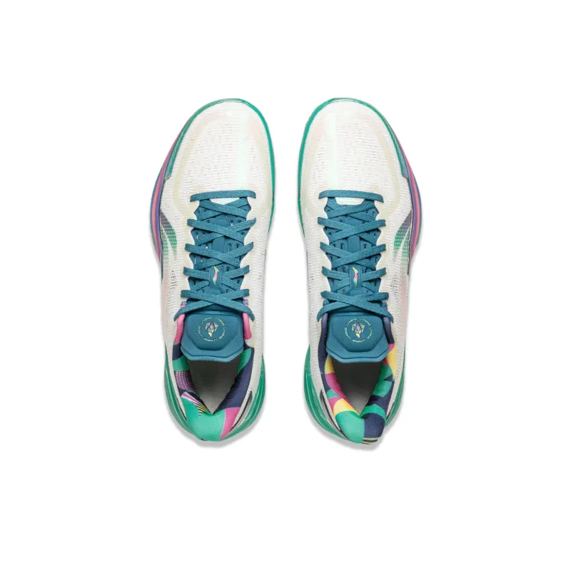 LINING Gamma Basketball Shoes Men Low Top White Green-3