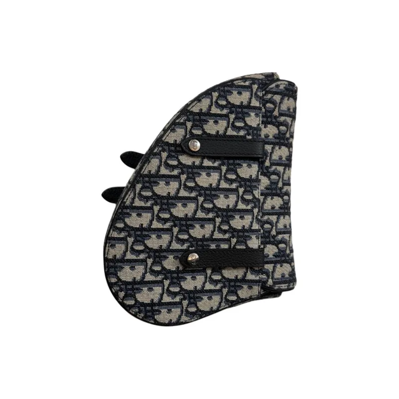 DIOR Saddle Jacquard Fabric Saddle Bag, Fanny Pack, Sling Bag, Crossbody Bag, Shoulder Bag Men's Black Beige-5