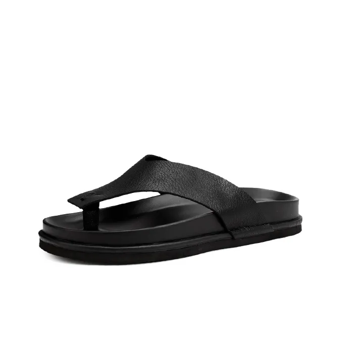Voguhomme Abrasion Resistant Flip Flops Men's Black-1