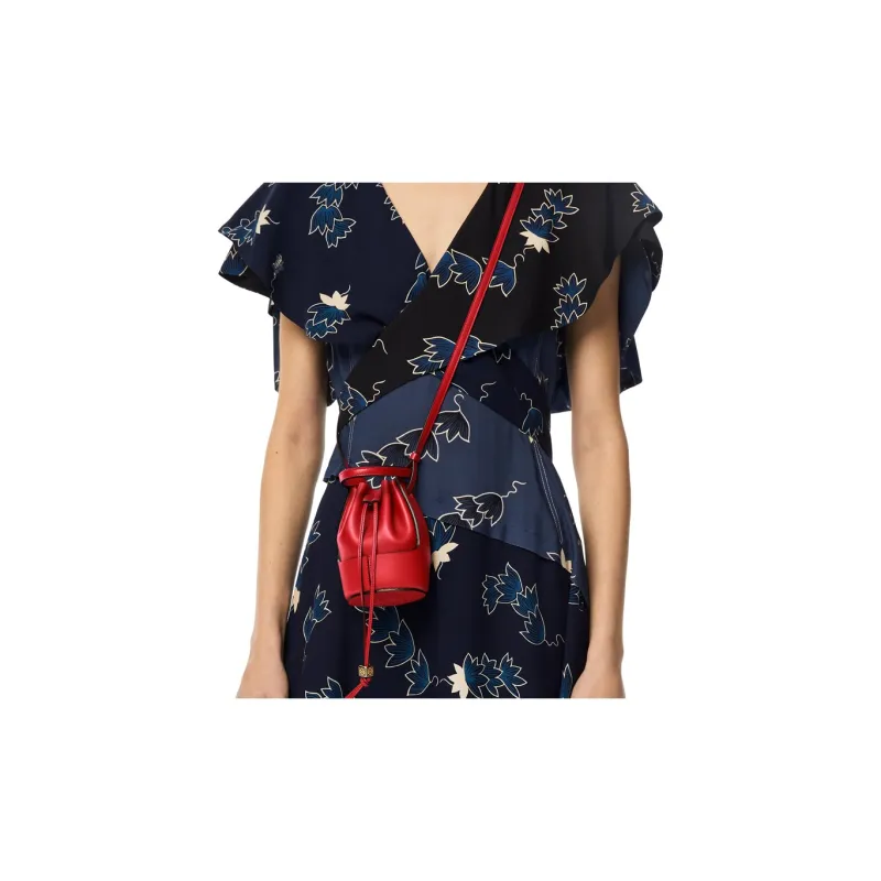 LOEWE Balloon Nappa Cow Leather Bucket Bag Handbag Shoulder Bag Crossbody Bag Extra Mini Women's Deep Red-5