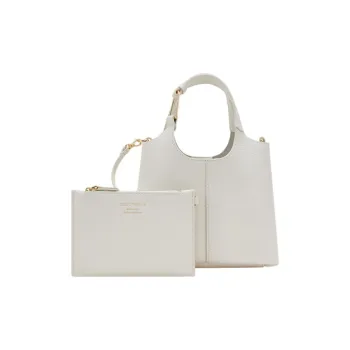 COCCINELLE Cow Leather Basket Bag One Shoulder Handbag Small Size Women's Coconut Milk White