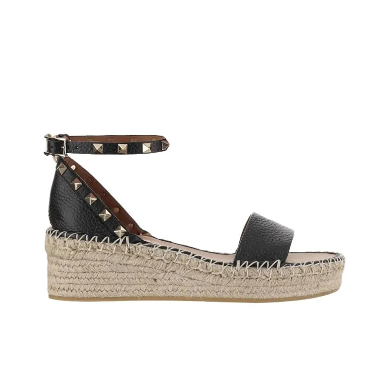 Valentino Rockstud One Strap Sandals Women's Black-1
