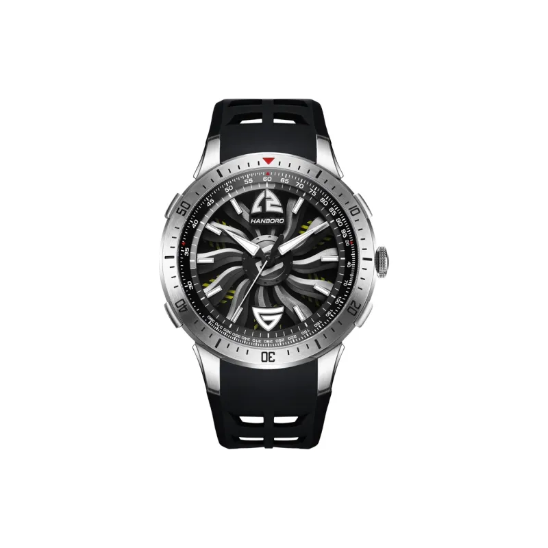 HANBORO Mechanical Movement Watch Men's Watches Cut-Out Dial-0
