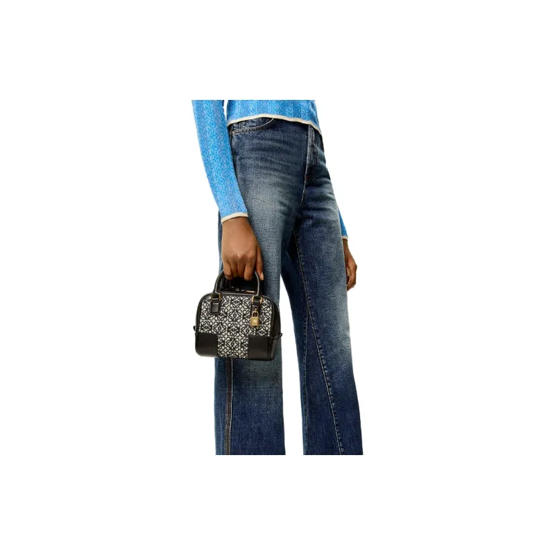 LOEWE Amazona Leather Trim Small Square Bag Handbag Shoulder Bag Crossbody Bag Mini Women's Marine Blue/Black-7