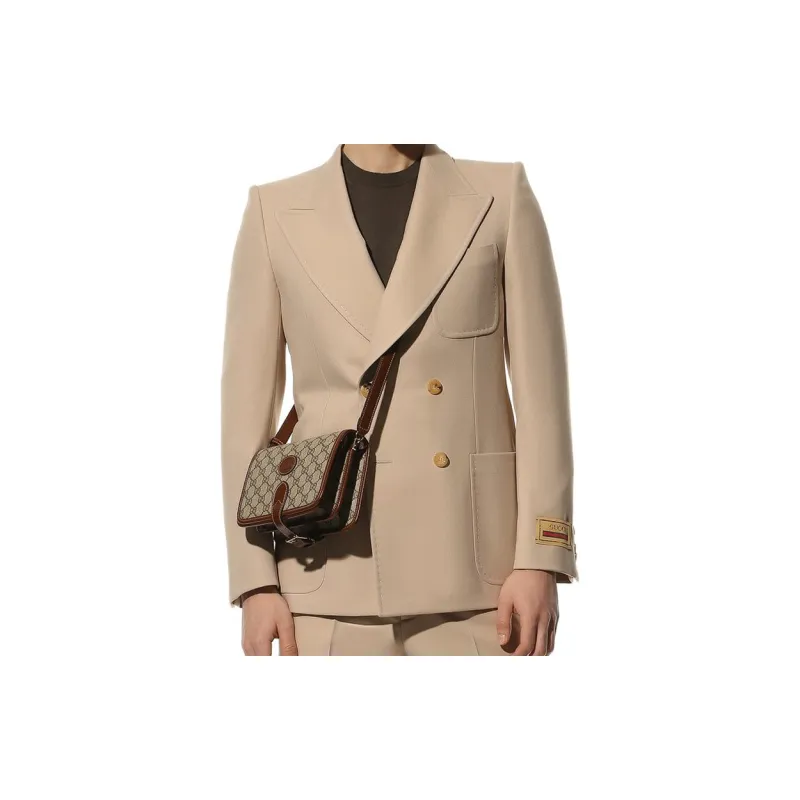 GUCCI Leather Messenger Bag, Trunk Bag, Shoulder Bag, Crossbody Bag Mini Unisex Brown-5