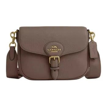COACH Amelia Pebbled Leather Shoulder Bag, Crossbody Bag Medium Size Women's Dark Stone Color