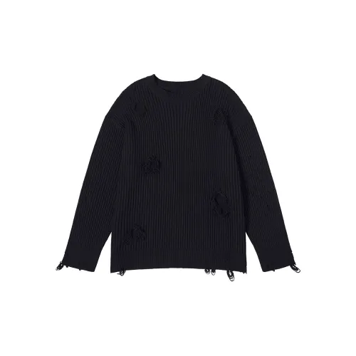 N-MAX Knitwear Unisex Black Distressed Black