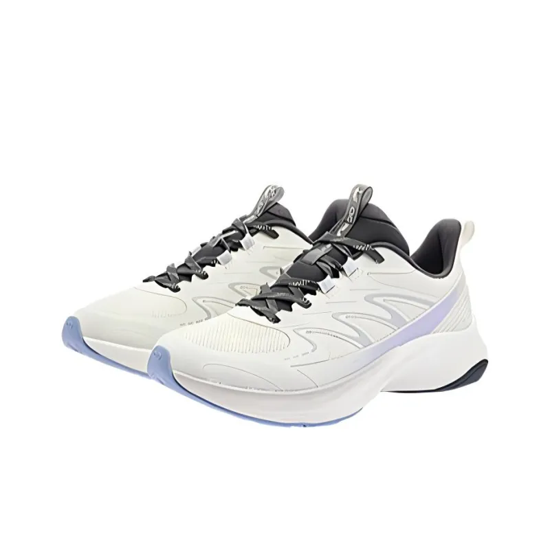 QIAODAN Durable Cushioning Low Top Casual Running Shoes Women's White Purple Black-2