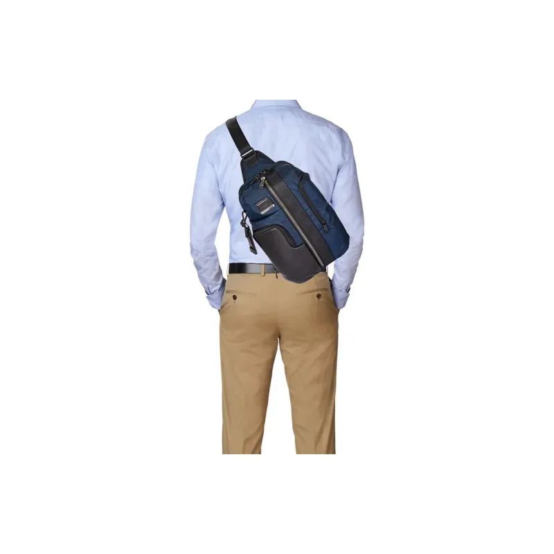 TUMI Alpha Bravo Nylon Shoulder Bag, Crossbody Bag, Sling Bag Medium Size Men's Blue/Black-5