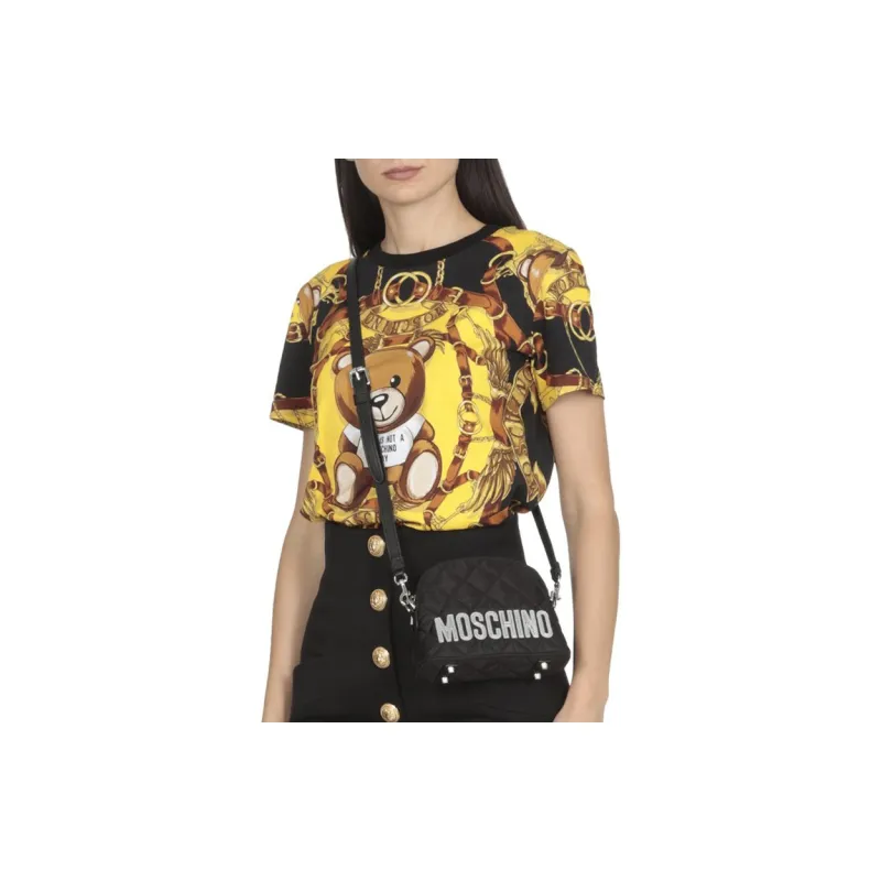 MOSCHINO Logo-embroidered Quilted Shoulder Bag-4