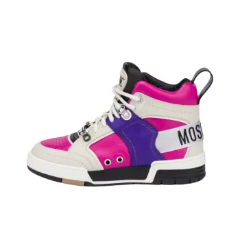 MOSCHINO Streetball High Top Skateboard Shoes Women's Pink White