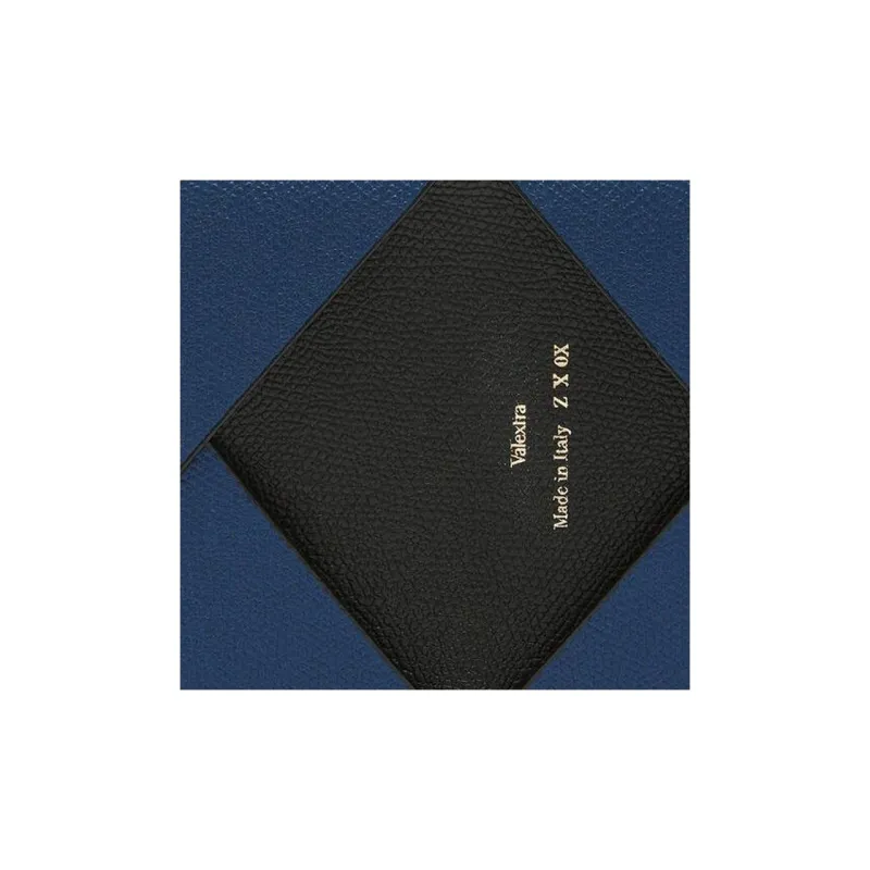 Valextra Millepunte Calfskin Card Holder Women's Sapphire Blue & Black-4