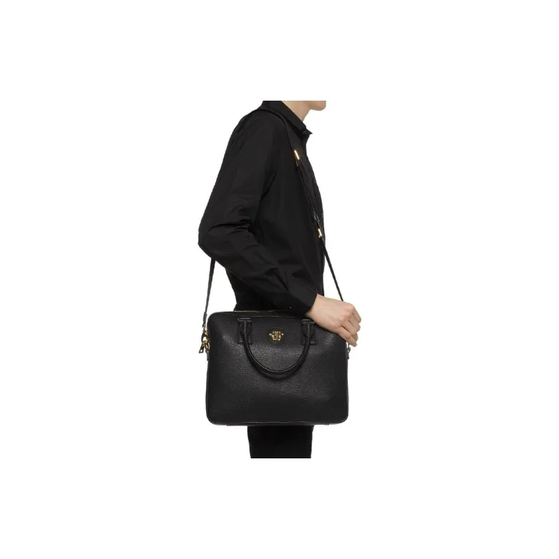 VERSACE VERSACE Leather Handbag Briefcase Shoulder Bag Men's Black-4