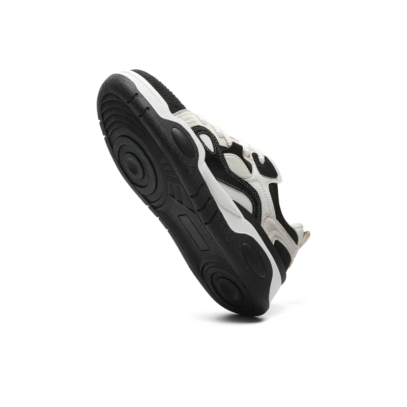JEEP SPIRIT Retro Fashion Anti Slip And Wear Resistant Height Increasing Low Top Skateboard Shoes Men's Black White-4