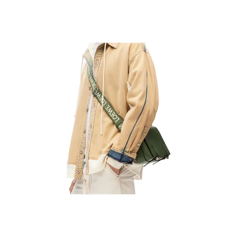 LOEWE Cow Leather Messenger Bag, Shoulder Bag, Crossbody Bag Extra Small Men's Hunter Green-6