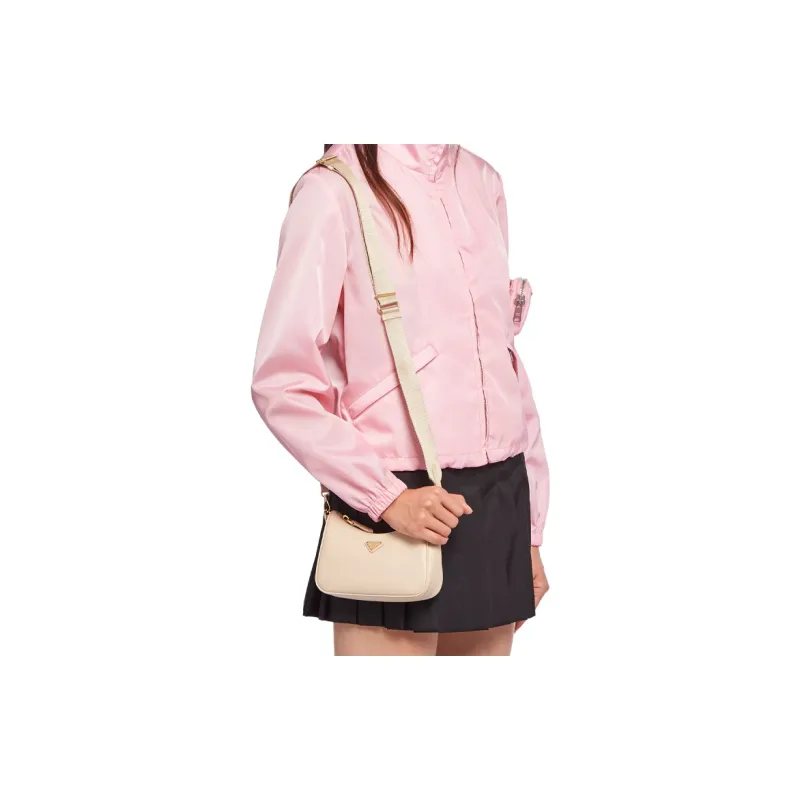 PRADA Leather Shoulder Bag Underarm Handbag Shoulder Bag Mini Women's Light Coffee-3