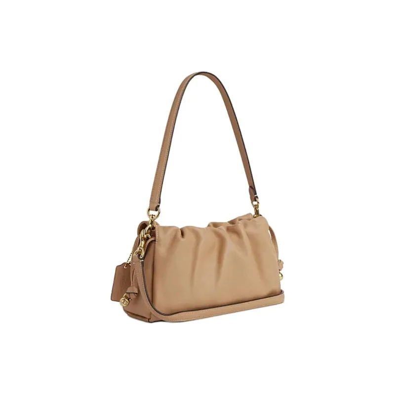 COACH Faye Cow Leather Cloud Bag, Handbag, Shoulder Bag Medium Size Women's Brown Yellow-1