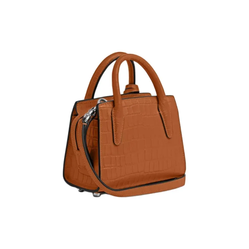 COACH Crocodile Embossed Leather Shoulder Bag, Crossbody Bag, Handbag Mini Women's Washed Orange-1
