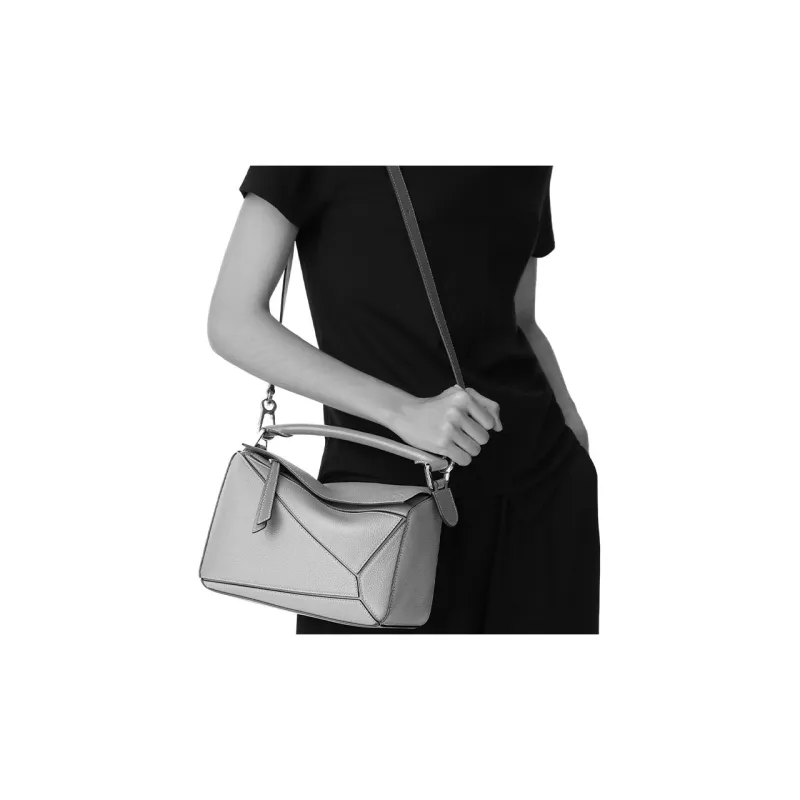 LOEWE Calfskin Crossbody Bag Small Size Women's Asphalt Gray-5