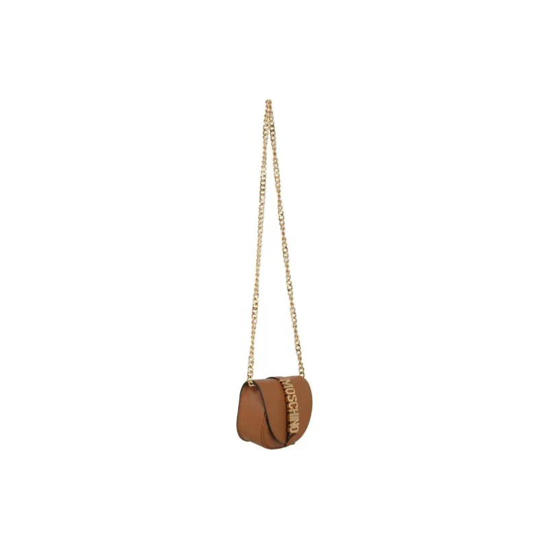 MOSCHINO Leather Crossbody Bag Shoulder Bag Women's Brown-2