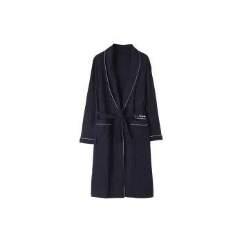 Qiao Ni Tong Pajama Robe Men's Navy Blue