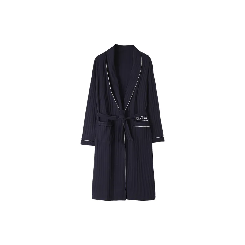 Qiao Ni Tong Pajama Robe Men's Navy Blue-0