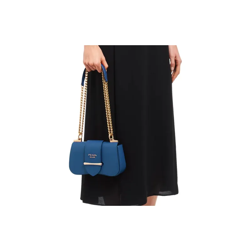 PRADA Sidonie Calfskin Shoulder Bag Crossbody Bag Women's Dark Purple Blue-4