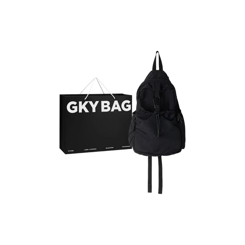 GKY Nylon Backpack Unisex White/Black/Pink/Blue-12