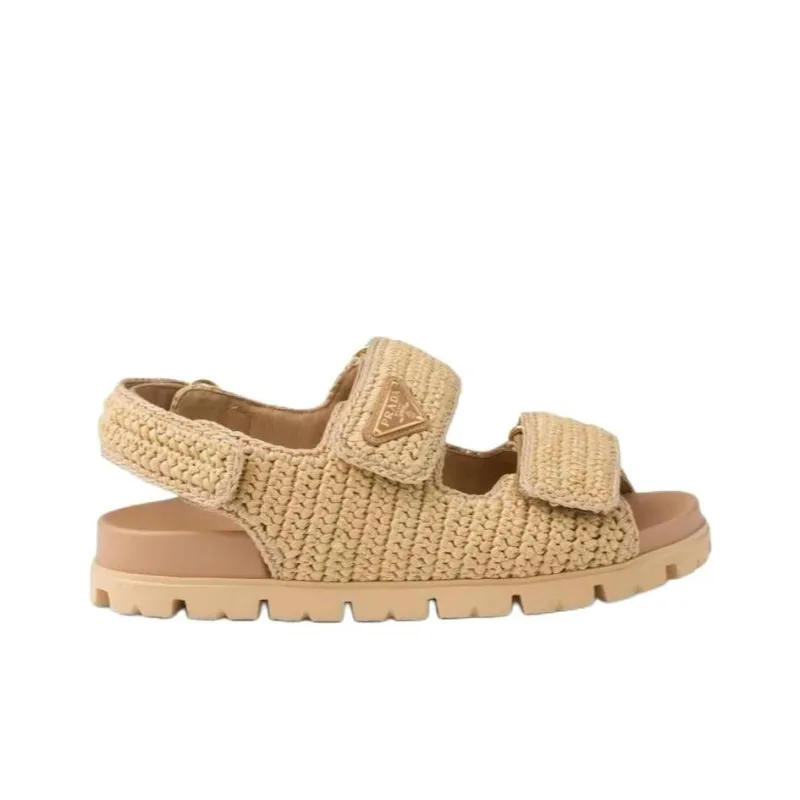 PRADA Logo-plaque Woven Sandals-1