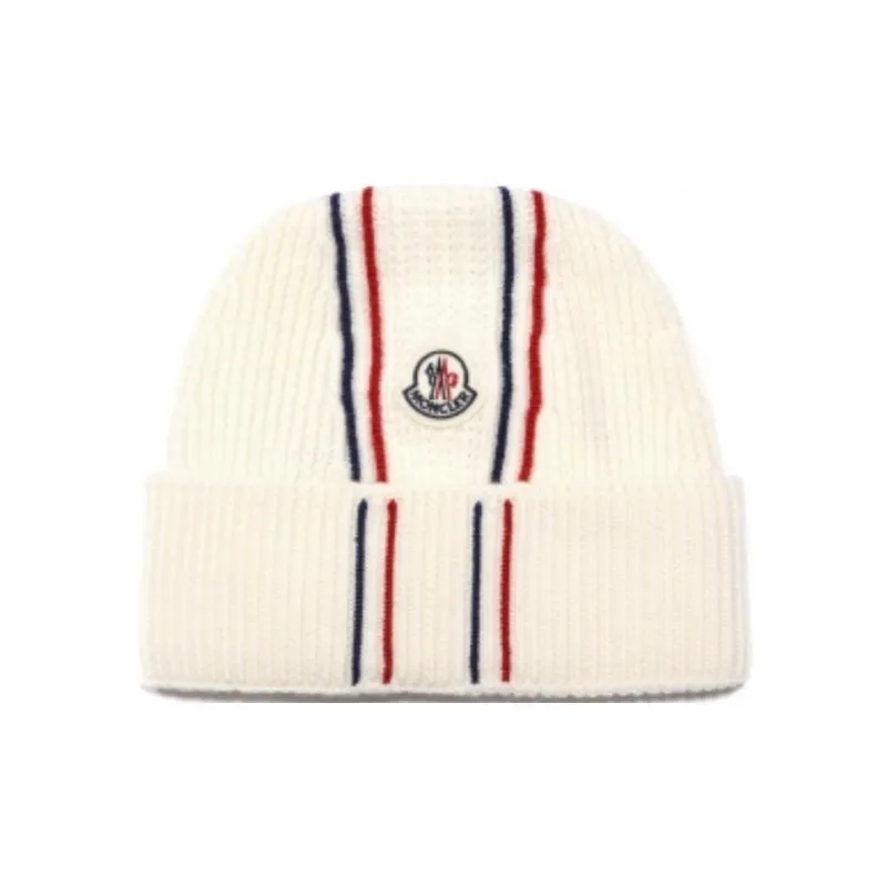 Moncler Virgin Wool Beanies Men's White-0