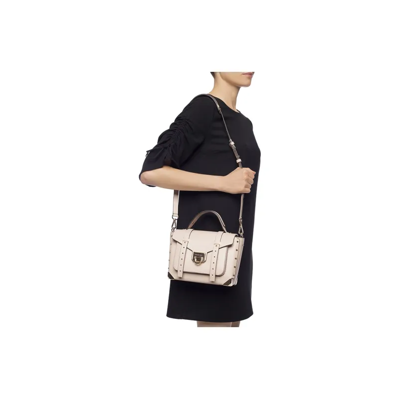 MICHAEL KORS Manhattan Cow Leather Patchwork Satchel Bag Messenger Bag Handbag Shoulder Bag Medium Size Women's Pink-4