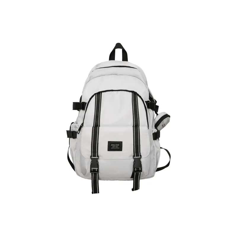 Kaka Tree Nylon Backpack Unisex Black & White/Pure Black/Gray-3