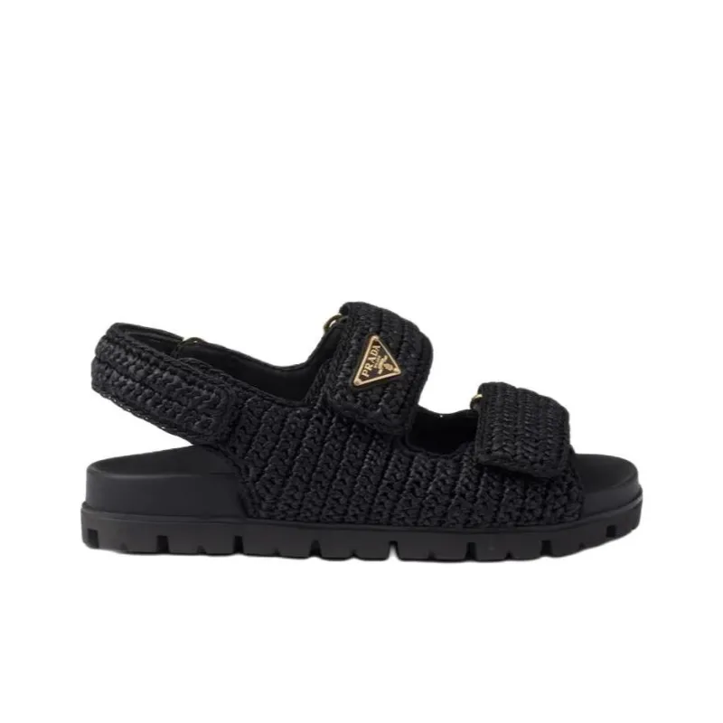 PRADA Logo-plaque Woven Sandals-1