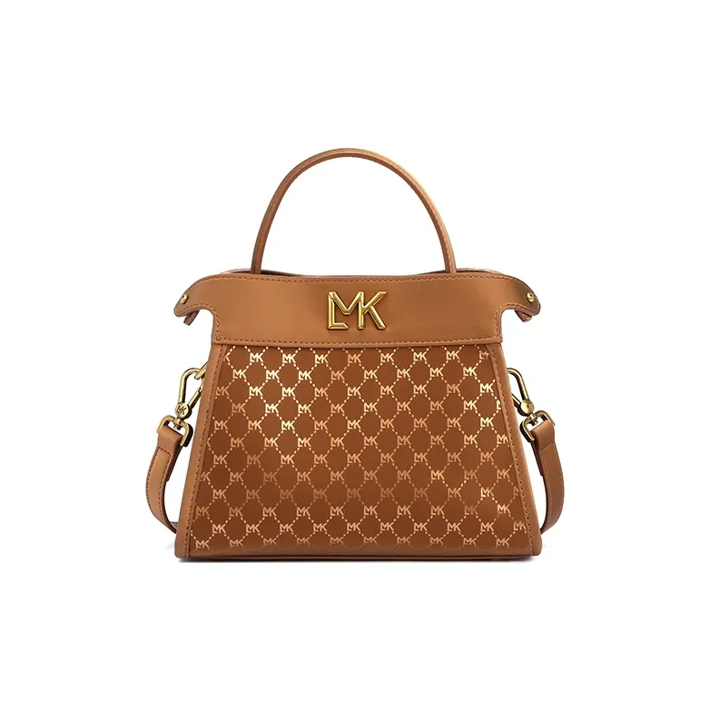 LMK Cow Leather Fashion Commute Handbag One Shoulder Regular Unisex Luxurious Gold-0