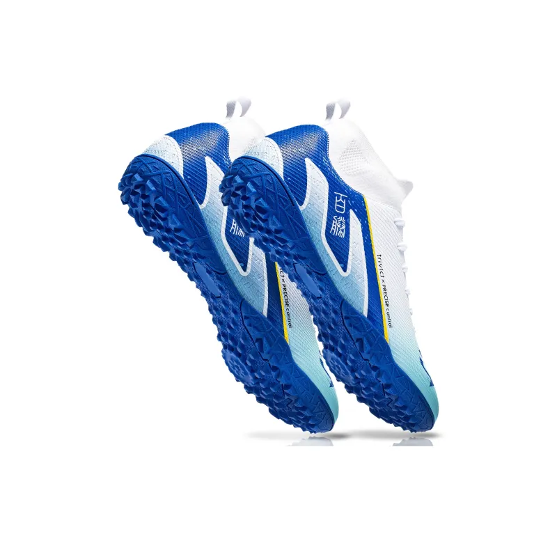 TriVict Win A Hundred Battles And Win A Hundred Victories. Soccer Shoes Unisex Mid Top White/Pink/Aqua/Blue-23