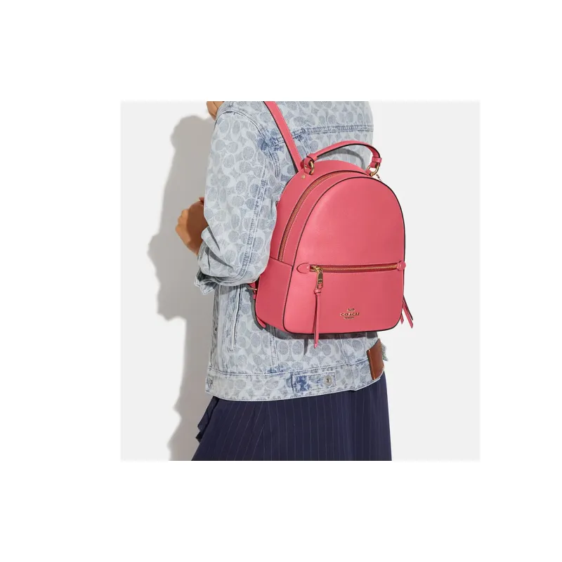 COACH Jordyn Cross Grain Leather Backpack Large Size Women's Watermelon Red-3