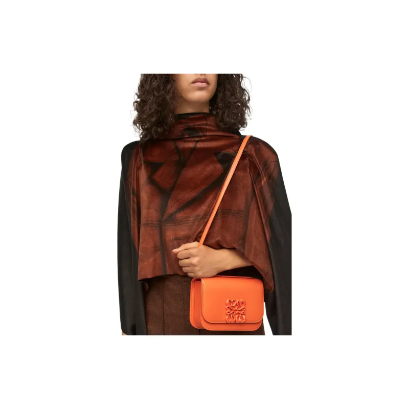 LOEWE Goya Cow Leather Small Square Bag Shoulder Bag Crossbody Bag Small Size Women's Orange-5