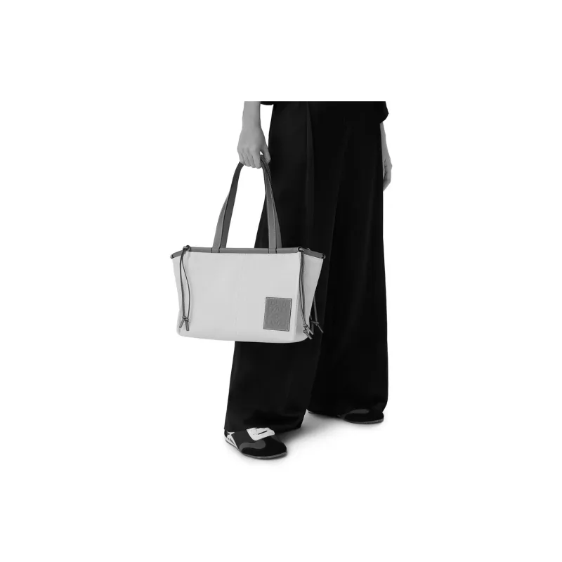 LOEWE Cushion Tote Canvas With Calfskin Tote Bag Shopping Bag Shoulder Bag Handbag Women's Light Blue-1