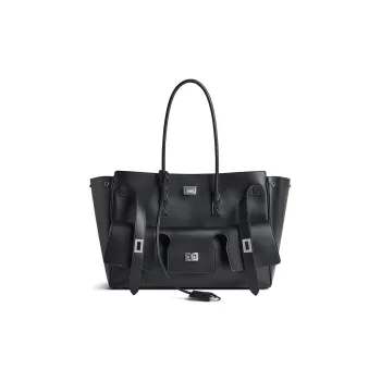 Balenciaga Smooth Cow Leather Tote Bag Shopping Bag Shoulder Bag Crossbody Bag Handbag Medium Size Women's Black